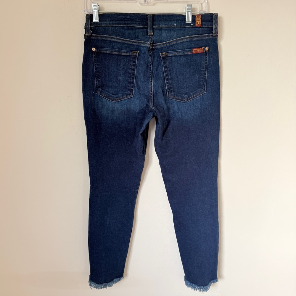 7 For All Mankind The Ankle Skinny Jeans Size 29 Distressed Frayed Hem